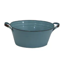 Enamel Oval Tub Aqua 12.5x19x8
