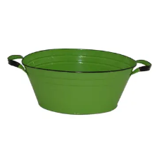 Enamel Oval Tub Lime 12.5x19x8