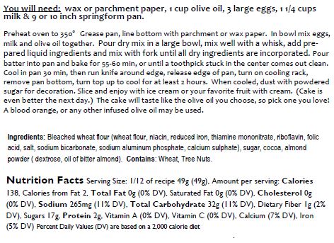 Chocolate Olive Oil Cake Mix