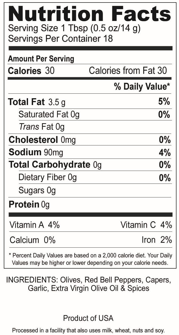 Olive & Sweet Red Pepper Tapenade