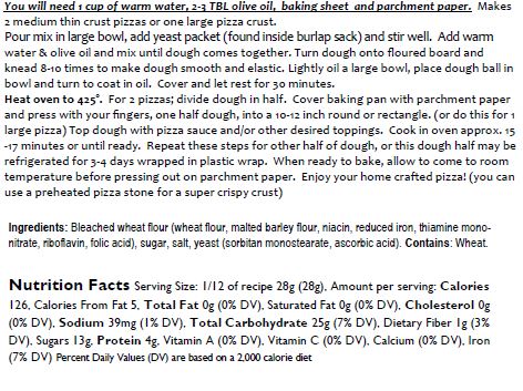 Classic Quick Rise Pizza Dough Mix