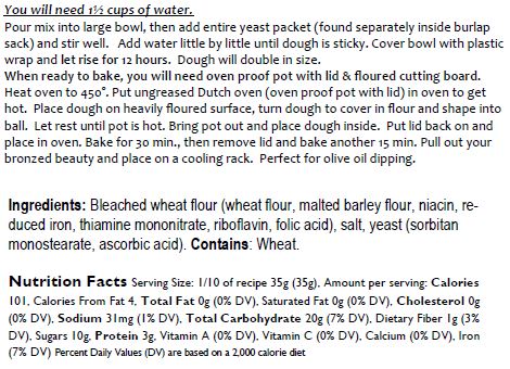 Rustic French Boule Bread Mix
