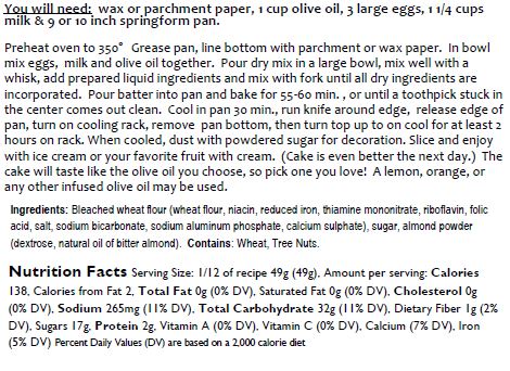 Olive Oil Cake Mix