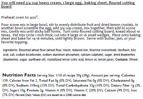 Lemon Blueberry Scone Mix