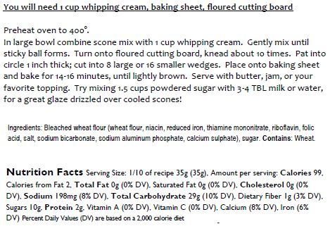 Traditional Whipping Cream Scone Mix