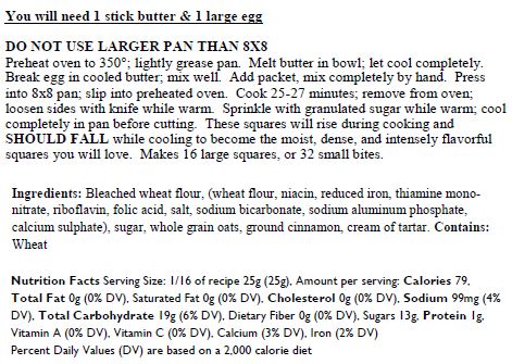 Cinnamon Oatmeal Squares