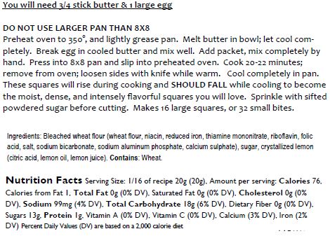 Meyer Lemon Squares Baking Mix