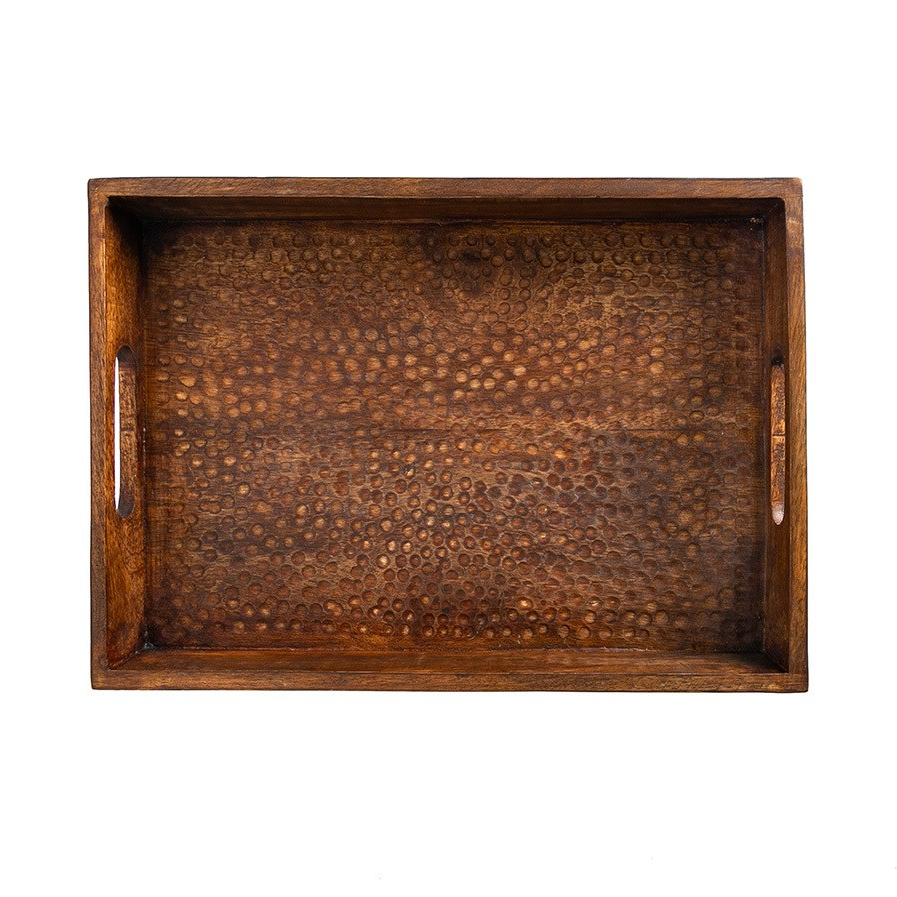 Hammered Wood Serving Tray 18X14X2