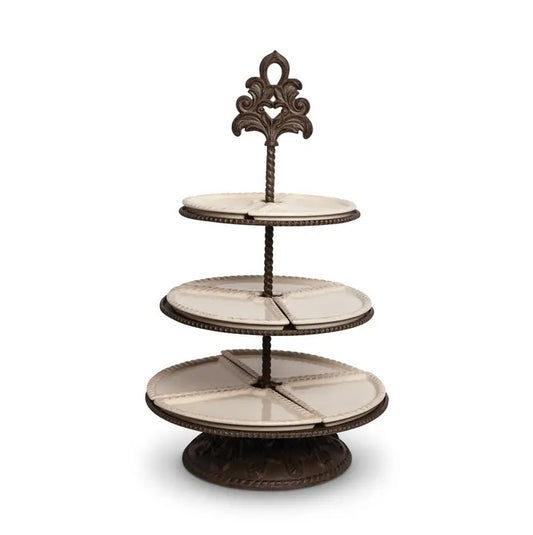 Metal Acanthus 3 Tier Tray Snack Plates