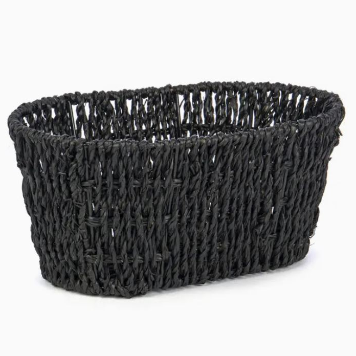 Oval Seagrass Black Basket 9.75"