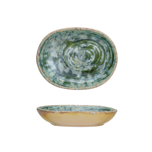 Stoneware Dish Teal 4"