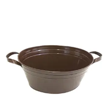 Enamel Oval Tub Brown 12.5x19x8