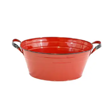 Enamel Oval Tub Red 12.5x19x8