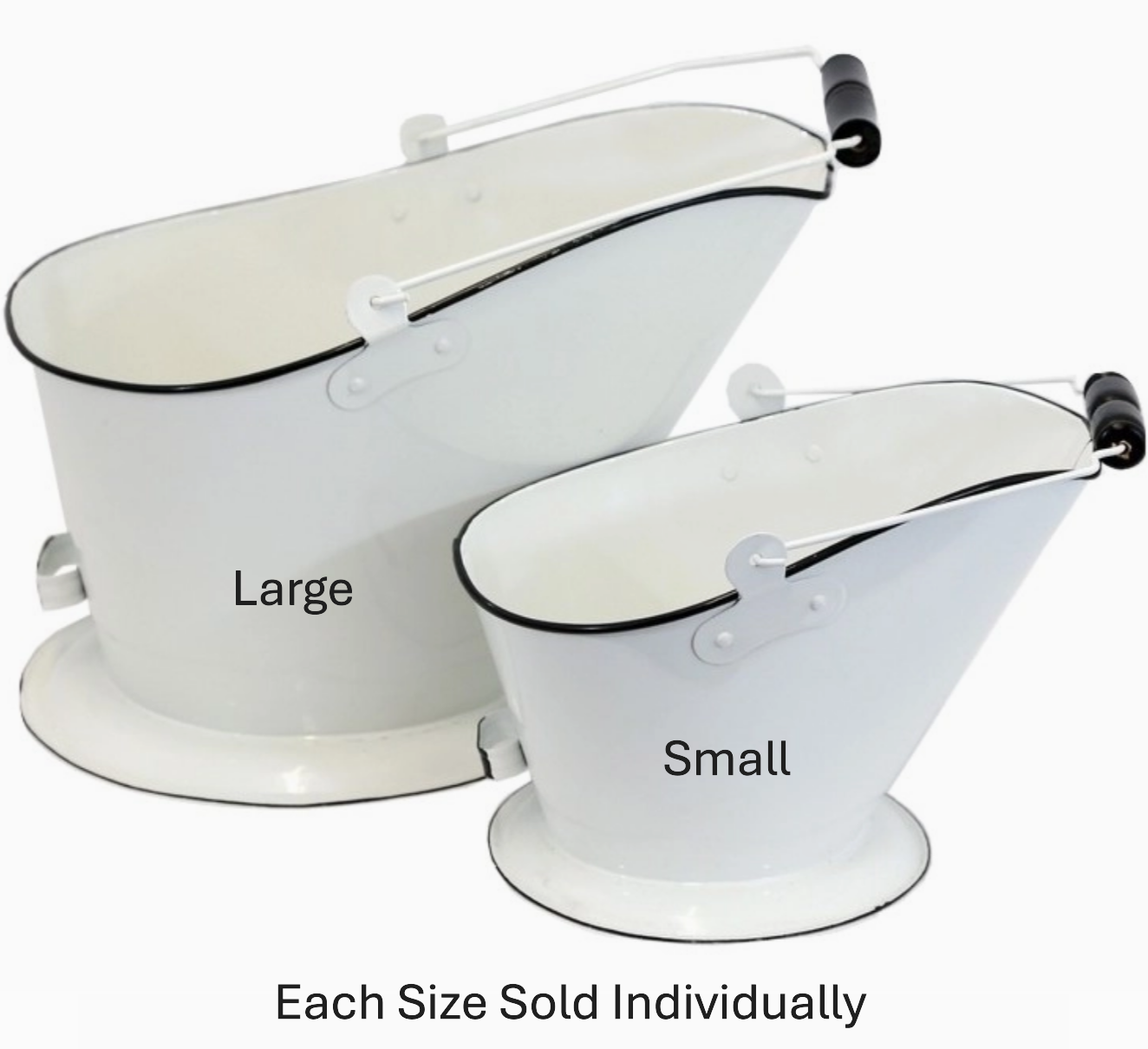 Tin Coal Bucket Enamel White - Sm