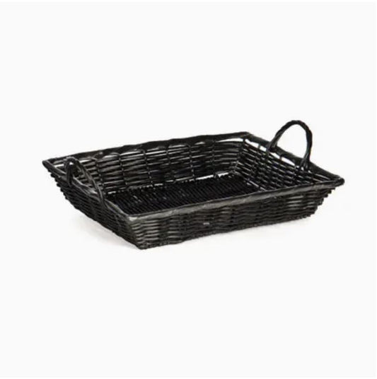 Rectangle Polyline Black Handle Tray 14"