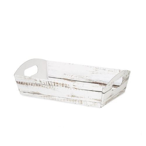 Distressed White Shallow Market Tray LG