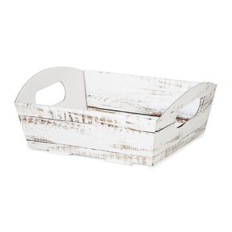 Distressed White Shallow Market Tray SM