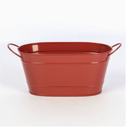 Oval Metal Red Tub 12"