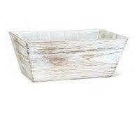 White Wash Rectangle Wood Planter 10.5"