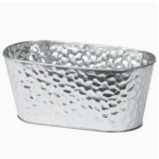 Oval Tin Tub Hammered