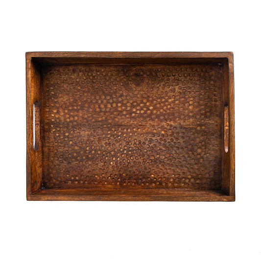 Hammered Wood Serving Tray 18X14X2