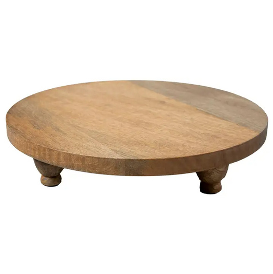 Farmhouse Wood Round Footed Board 16"
