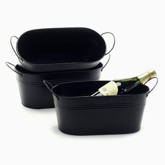 Oval Tin Black Tub 12"